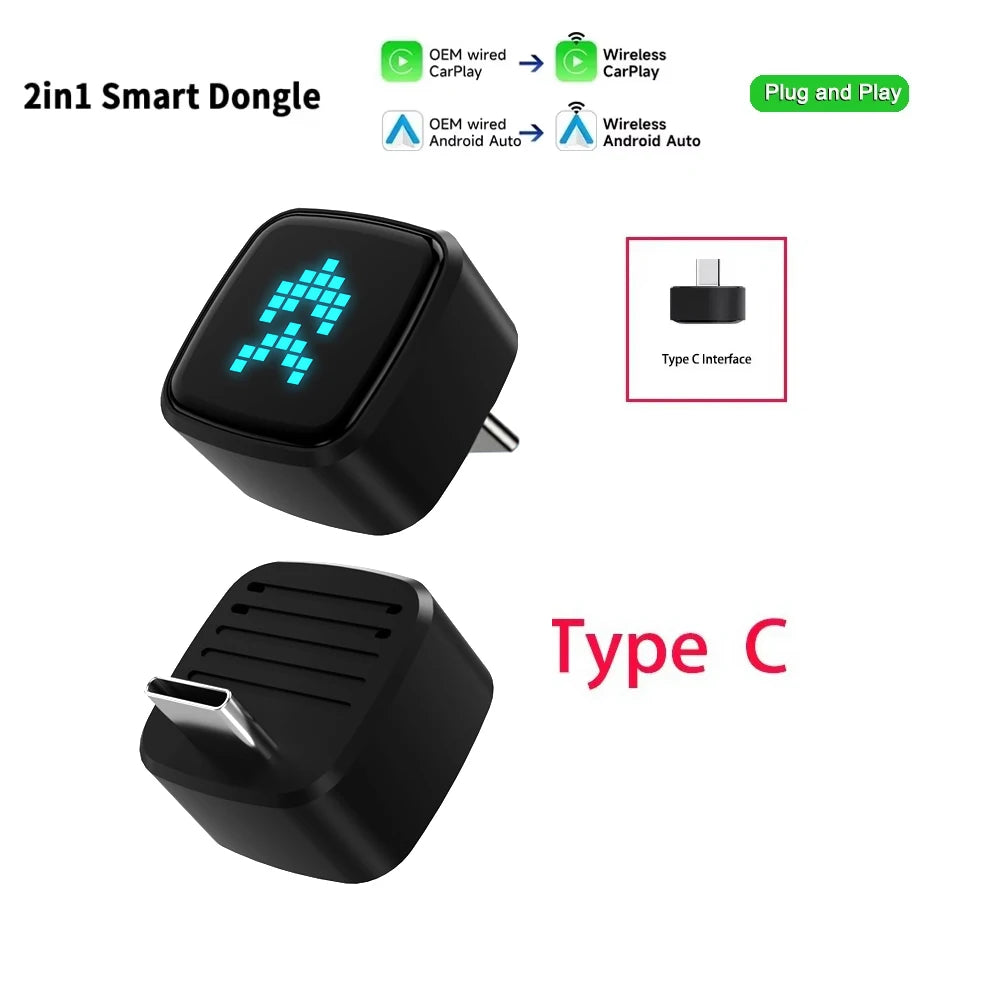 Skilldrive 2025 Ultra Mini Wireless CarPlay Adapter Wireless Android Auto AI Smart Box Intelligent Systems for Wired CarPlay Car