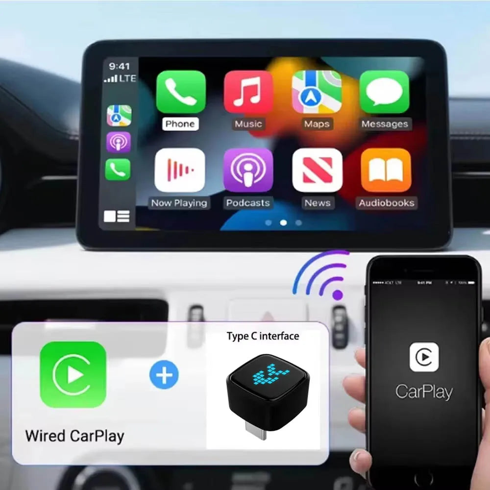 Skilldrive 2026 Mini CarPlay Wireless Android Auto Adapter Type C AI Smart Box Intelligent System USB C for Wired CarPlay Car