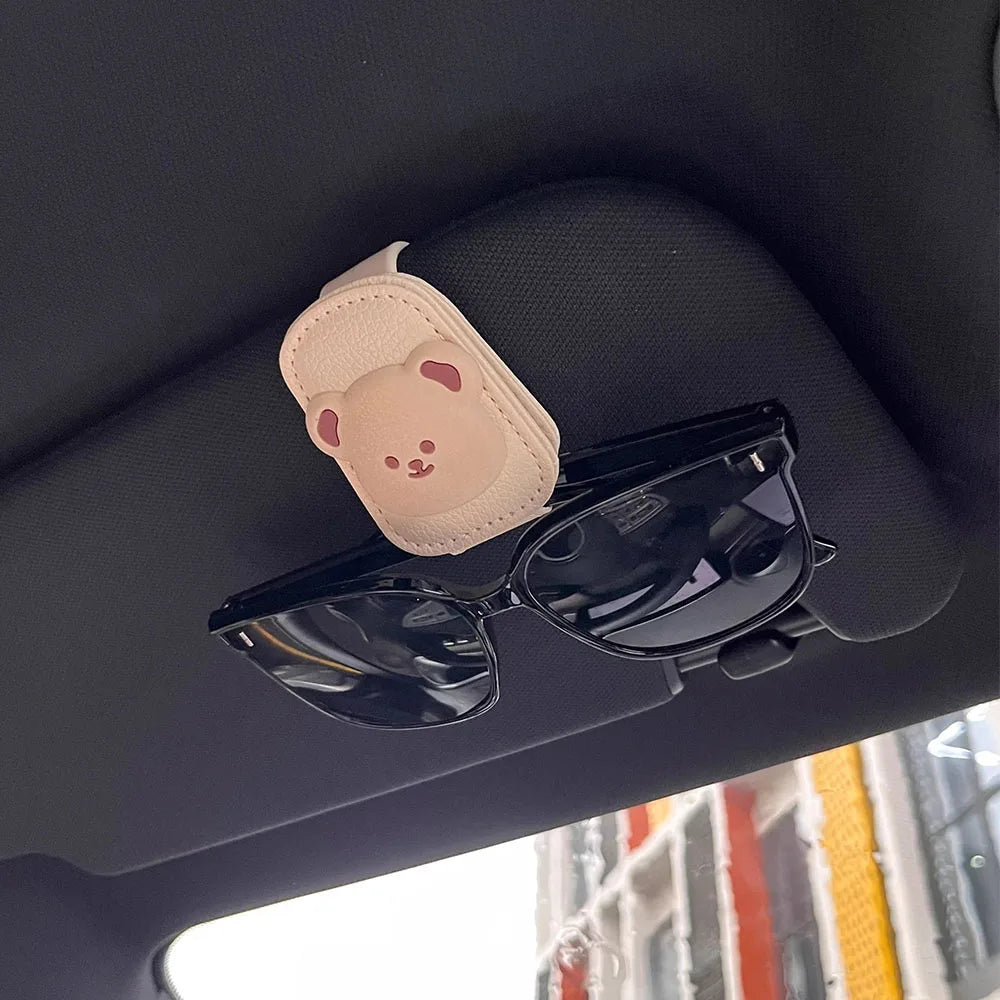 For BYD Dolphin Smart Driving Edition 2025 Car Sunshade Glasses Clip Car Modification Supplies Cartoon Leather Glasses Clip