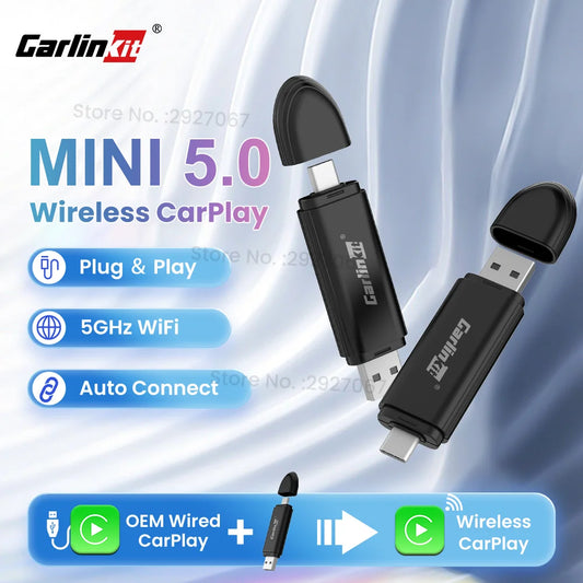 CarlinKit MINI 5 Wireless CarPlay Adapter Smart CarPlay Box USB Dongle for OEM Car Plug and Play WiFi Bluetooth Auto Connection