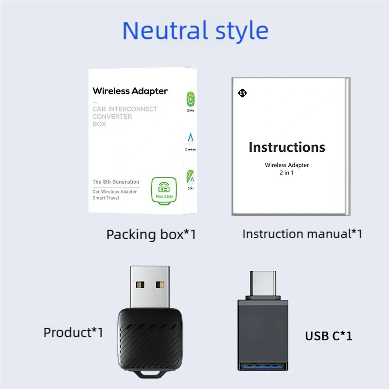 CarlinKit Mini Wireless CarPlay Adapter 2025 New Android Auto Wireless Dongle Wifi 5.8G Auto Connect Box Support Spotify Music