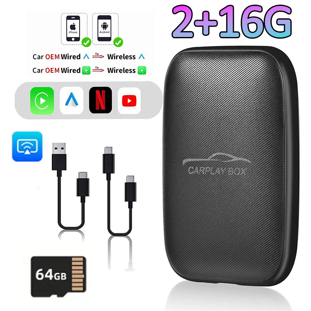 5 in 1 Carplay Ai Box Android Auto Wireless Carplay Adapter Carplay Car Multimedia Player Auto Connect For YouTube Netflix