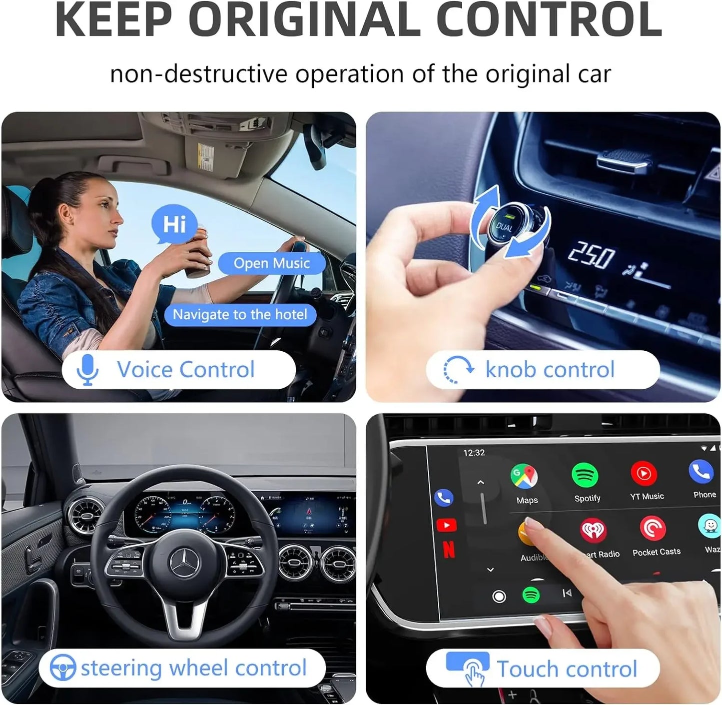 5 in 1 Carplay Ai Box Android Auto Wireless Carplay Adapter Carplay Car Multimedia Player Auto Connect For YouTube Netflix