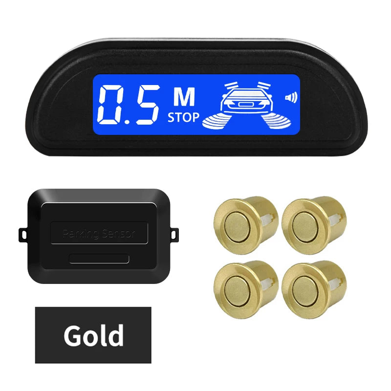 Hippcron Car Parking Sensor Kit With Auto Parktronic Reverse LED Monitor 22mm 4 Sensors Radar Detector System Backlight Display