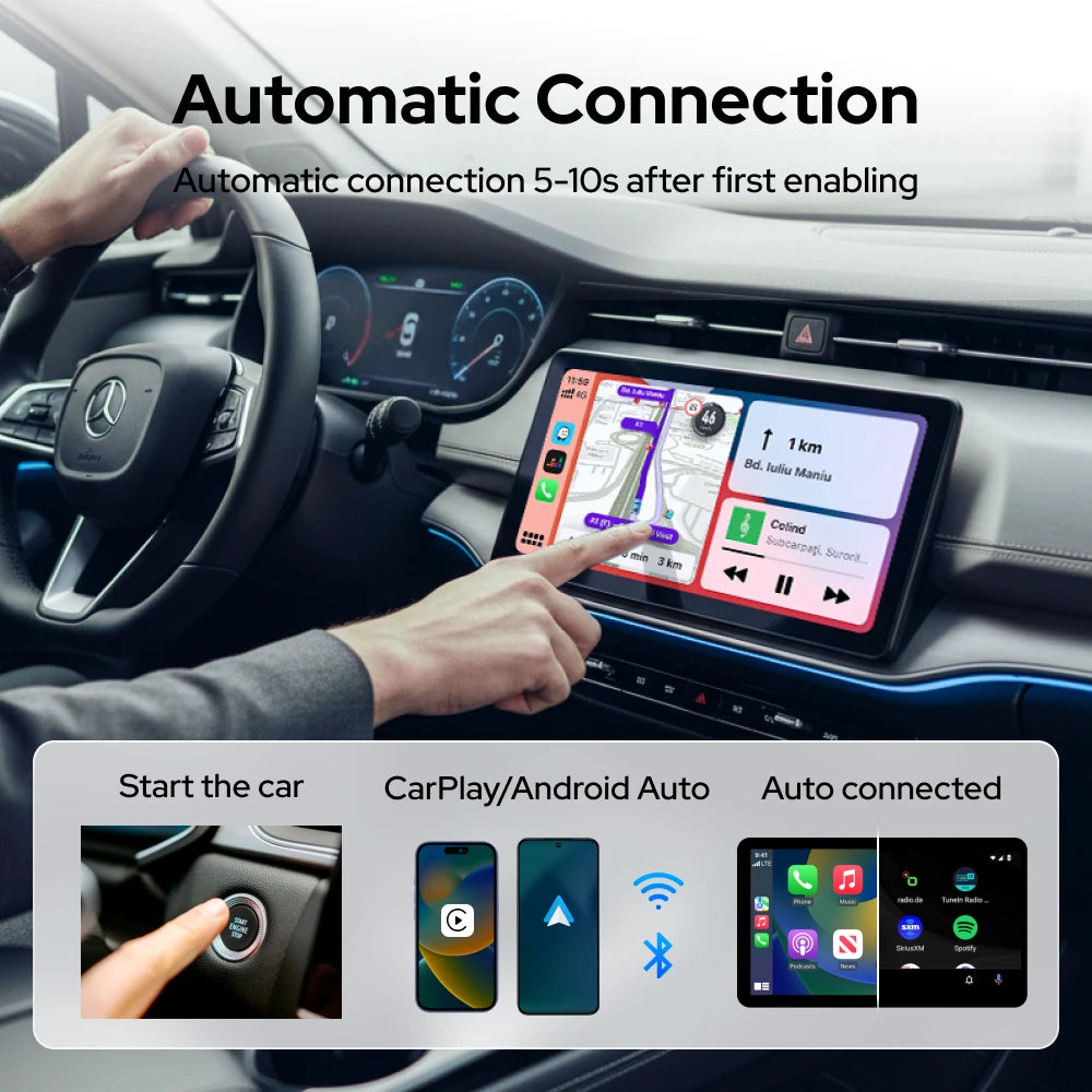 Skilldrive 2026 Carplay Android Auto 2 in 1 Wireless Adapter AI Smart Box Intelligent System for Wired CarPlay Android Auto Car
