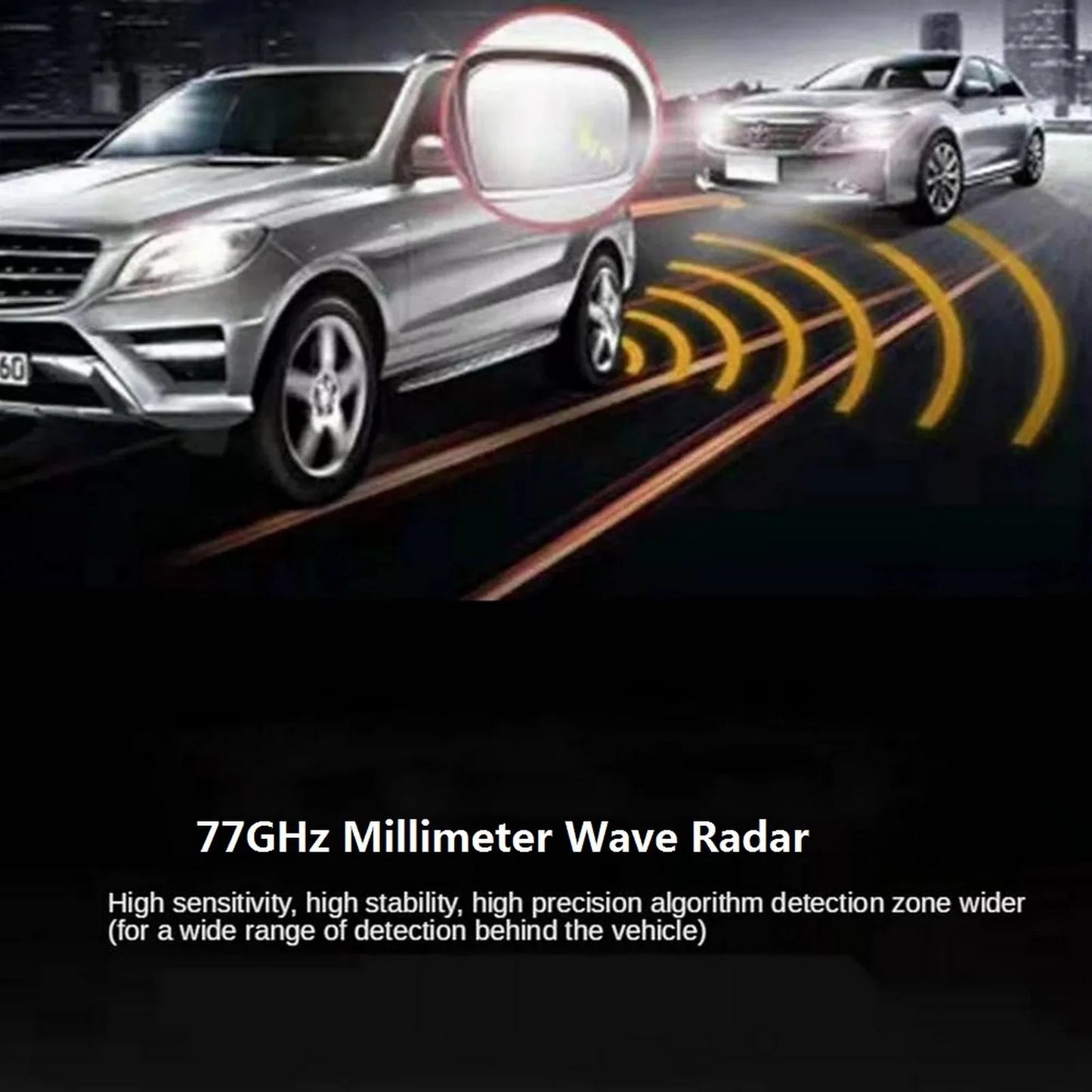 50M 77Ghz Millimeter Wave Radar Blind Spot Detection System Driving Safety Lane Change Assist Blind Spot Monitoring Assistant