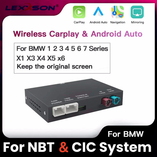 LEXXSON Wireless Carplay for BMW F10 F01 X5 E70 X3 F25 F30 F31 F20 F21 MINI NBT CIC System Android Auto OEM Integration Module
