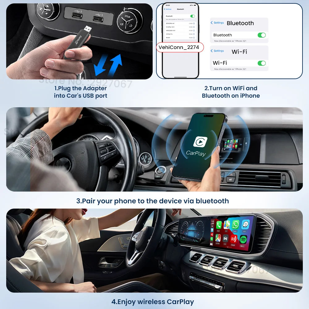 CarlinKit MINI 5 Wireless CarPlay Adapter Smart CarPlay Box USB Dongle for OEM Car Plug and Play WiFi Bluetooth Auto Connection