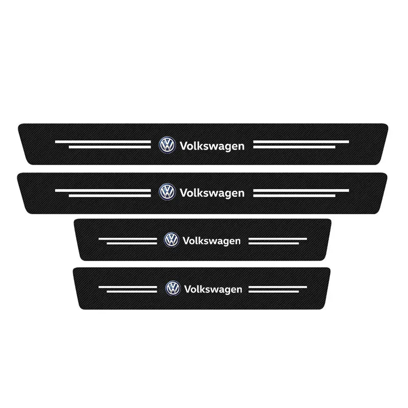 4pcs Carbon Fiber Car Door Threshold Protective Sticker Car Door Sill Sticker For VW Volkswagen Car Accessories