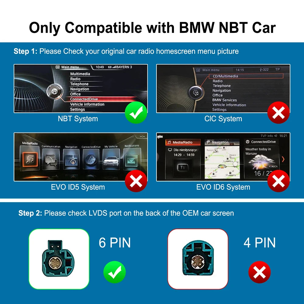 LEXXSON Wireless Carplay for BMW F10 F01 X5 E70 X3 F25 F30 F31 F20 F21 MINI NBT CIC System Android Auto OEM Integration Module