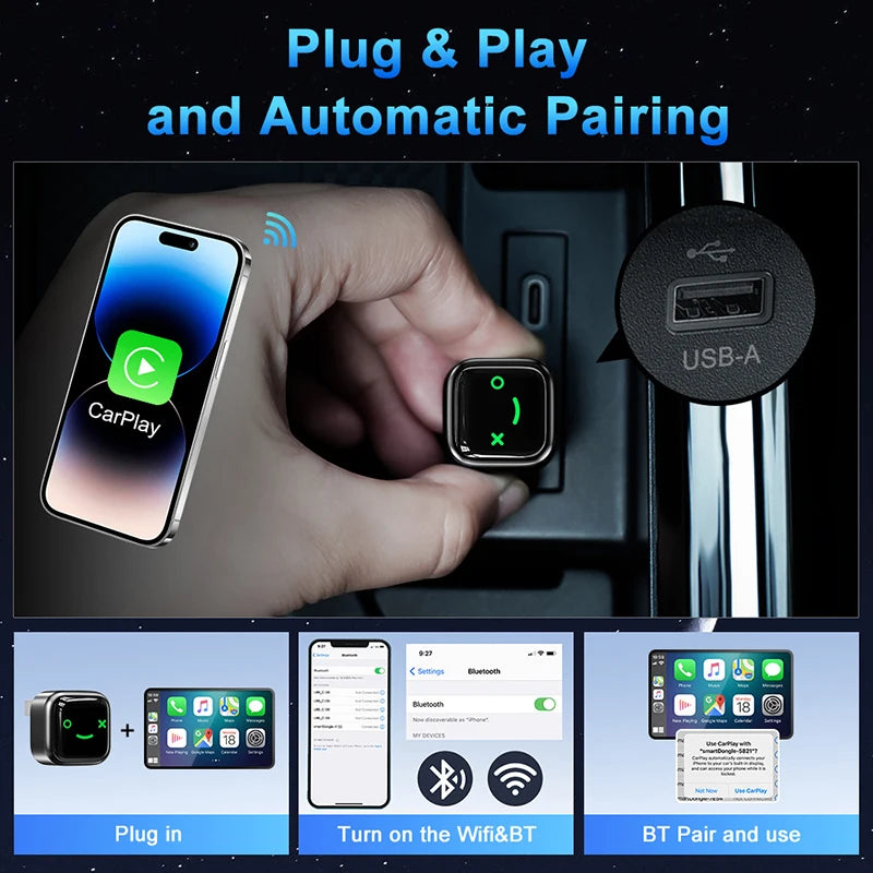 2 in1 Wired to Wireless CarPlay Android Auto Adapter for OEM Car Stereo With USB Dongle Smart Mini Box Plug and Play Bluetooth