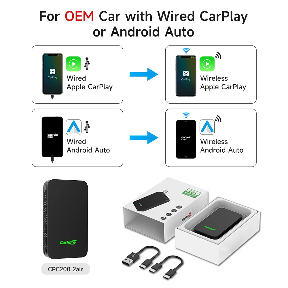 CarlinKit MINI 5 Wireless CarPlay Adapter Smart CarPlay Box USB Dongle for OEM Car Plug and Play WiFi Bluetooth Auto Connection