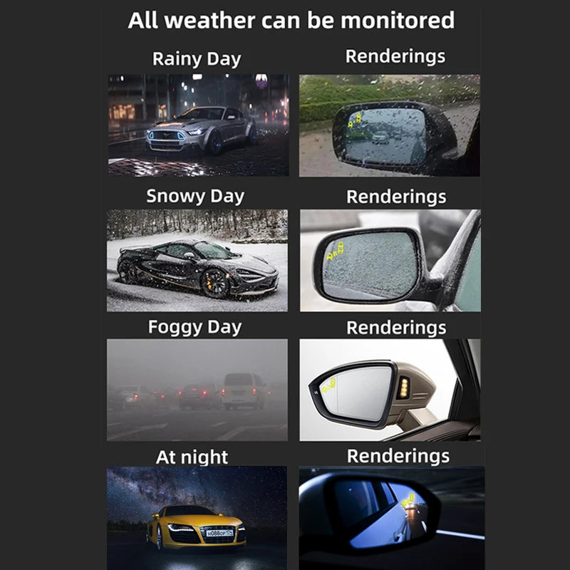 Bsm universal automotive blind spot sensor 79GHz bsd radar car dead zone Dual color light warning blind spot warning system